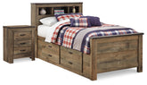 Diamond Furniture - Ashley Furniture - Trinell Twin Panel Bed with Storage and Nightstand - Twin Panel Bed with Storage and Nightstand - B446B68